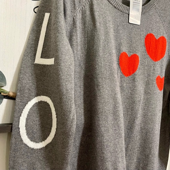 Torrid Gray Sweater with Red Heart Accents - Picture 5 of 8